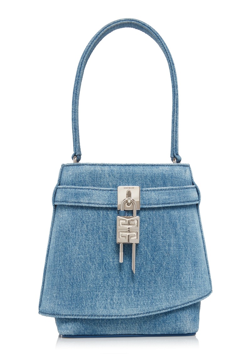 Givenchy - Lock-Detailed Denim Bucket Bag - Blue - OS - Moda Operandi