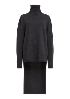 Givenchy - Long-Back High-Neck Wool-Cashmere Sweater - Grey - S - Moda Operandi