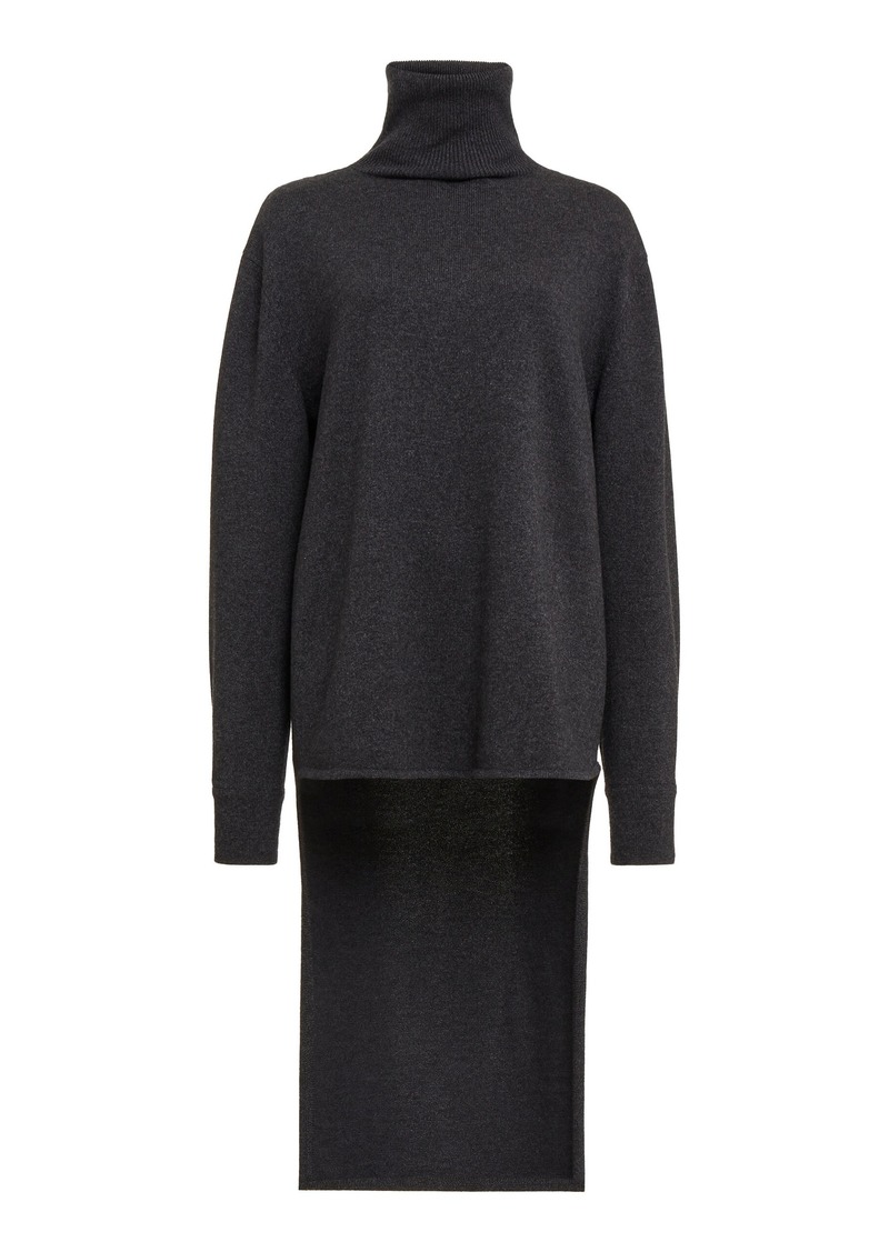 Givenchy - Long-Back High-Neck Wool-Cashmere Sweater - Grey - M - Moda Operandi