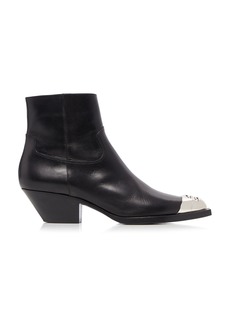 Givenchy - Metal-Toe Leather Western Ankle Boots - Black - IT 36 - Moda Operandi