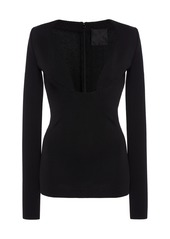 Givenchy - Plunged V-Neck Top - Black - FR 42 - Moda Operandi