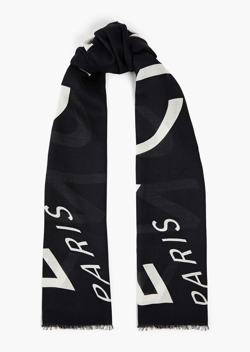 Givenchy - Printed wool and silk-blend twill scarf - Black - OneSize