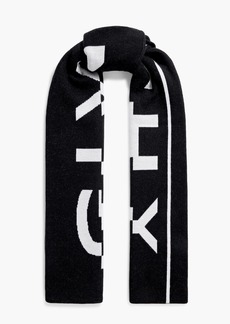 Givenchy - Reversible frayed jacquard-knit wool scarf - Black - OneSize
