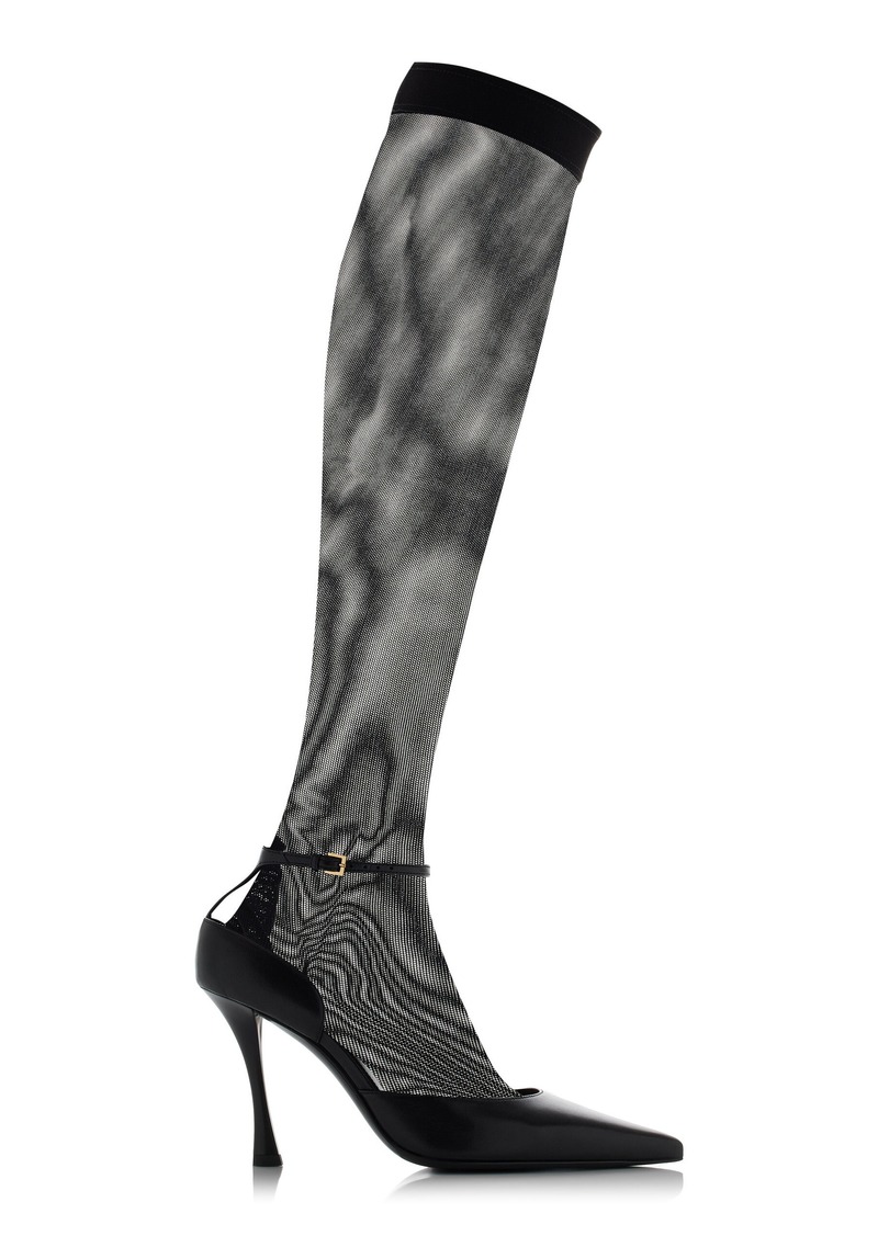 Givenchy - Show Stocking-Detailed Leather Pumps - Black - IT 39 - Moda Operandi