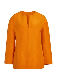 Givenchy - Slit-Detailed Linen-Silk Top - Orange - FR 40 - Moda Operandi