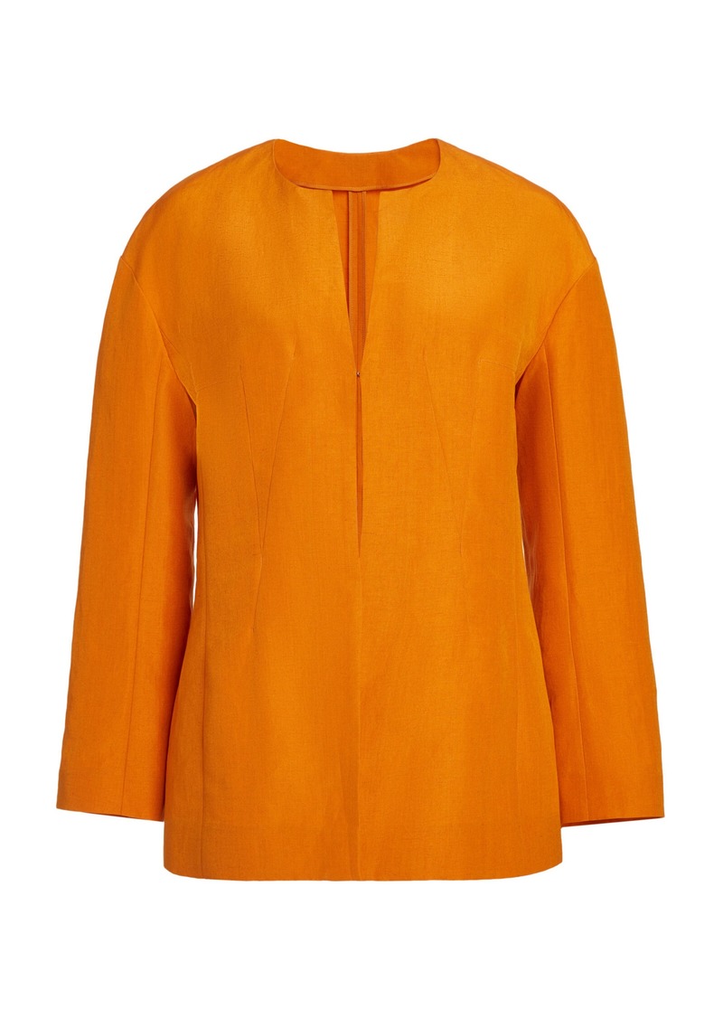 Givenchy - Slit-Detailed Linen-Silk Top - Orange - FR 36 - Moda Operandi