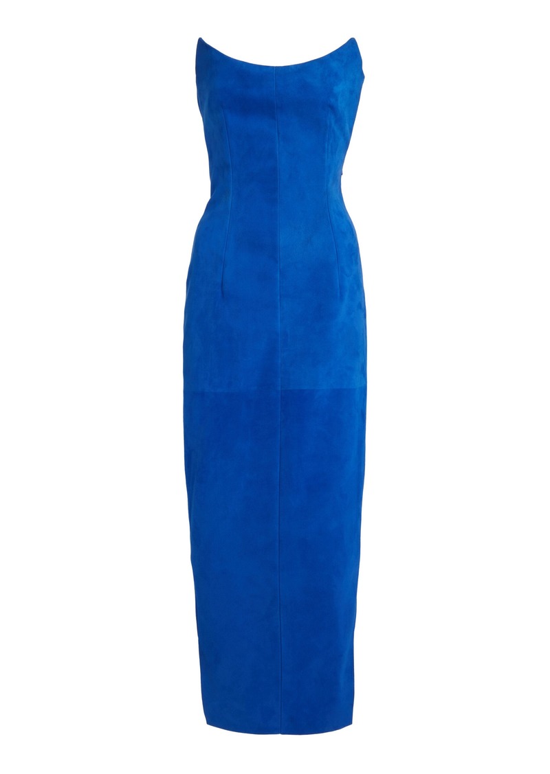 Givenchy - Strapless Suede Midi Kick Dress - Purple - FR 38 - Moda Operandi