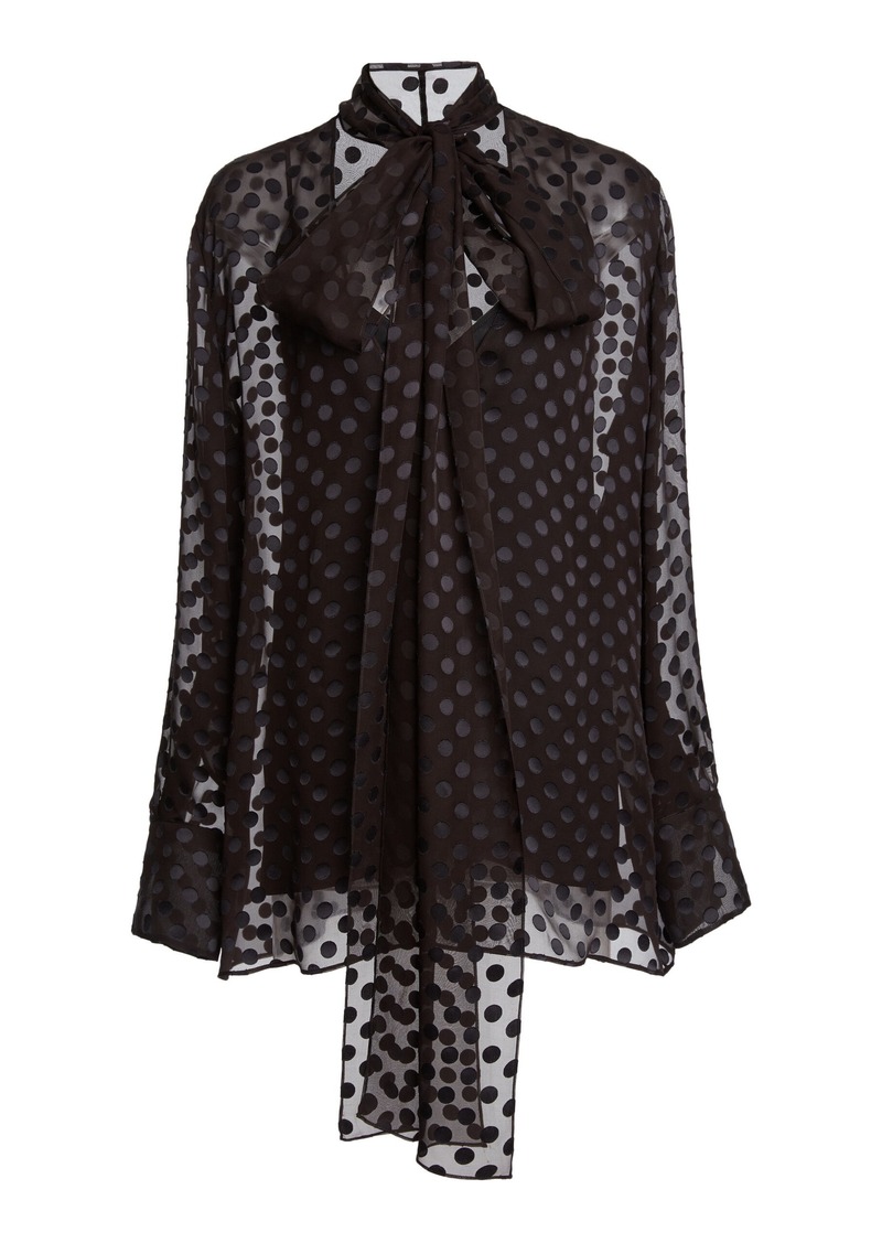 Givenchy - Tie-Neck Silk-Blend Top - Black - FR 38 - Moda Operandi