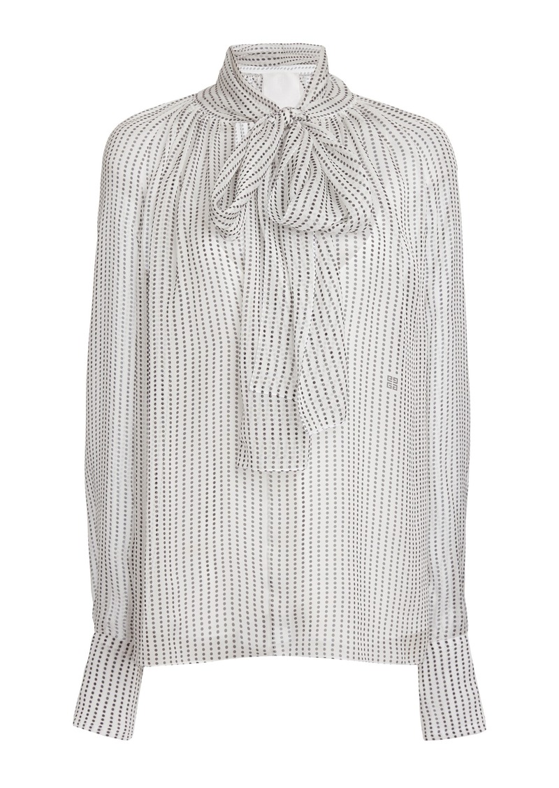 Givenchy - Tie-Neck Silk Chiffon Top - Ivory - FR 34 - Moda Operandi