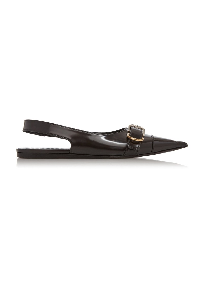 Givenchy - Voyou Buckle-Detailed Leather Slingback Flats - Black - IT 36 - Moda Operandi