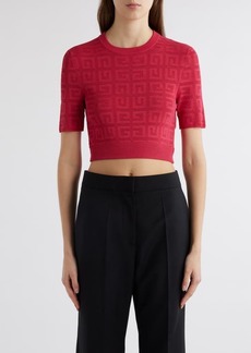 Givenchy 4G Jacquard Knit Short Sleeve Crop Sweater