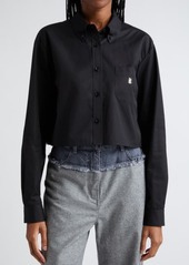 Givenchy 4G Logo Crop Cotton Poplin Button-Down Shirt