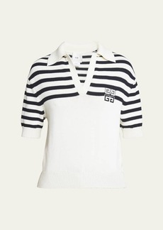 Givenchy 4G Logo Short-Sleeve Cropped Stripe Polo Sweater