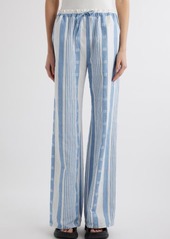 Givenchy 4G Mixed Stripe Cotton & Linen Drawstring Pants