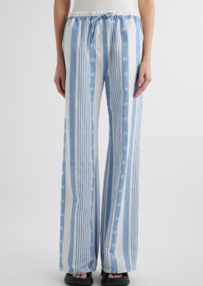 Givenchy 4G Mixed Stripe Cotton & Linen Drawstring Pants