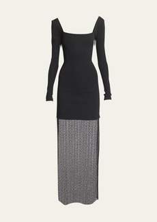 Givenchy 4G Semi-Sheer Long-Sleeve Dress