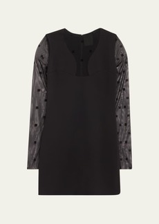 Givenchy 4G Tulle Illusion Long-Sleeve Mini Dress