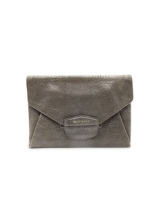 Givenchy Antigona Envelope Clutch Bag In Grey Leather