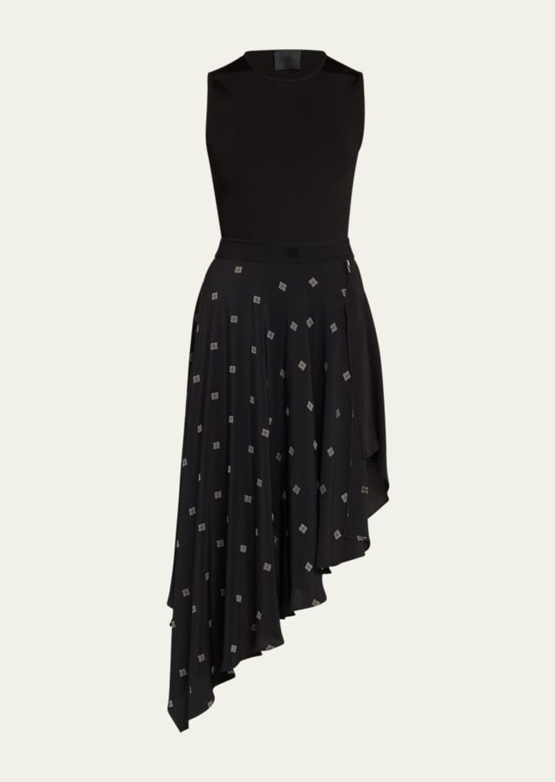 Givenchy Asymmetric 4G Jacquard Sleeveless Midi Dress