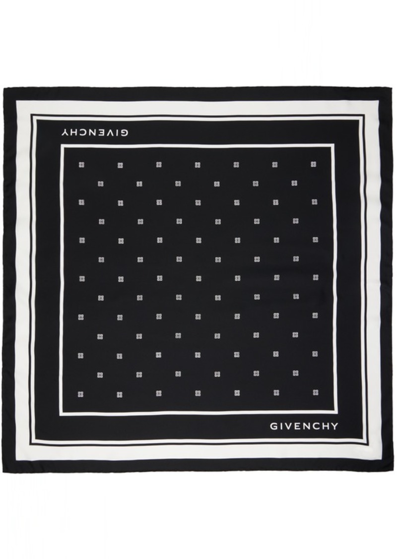 Givenchy Black & White Plumetis Print Square Scarf