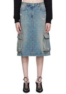 Givenchy Blue 4G Denim Midi Skirt