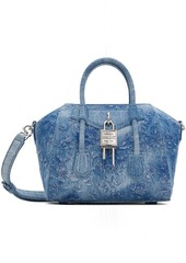 Givenchy Blue Mini Antigona Lock Denim Bag