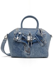 Givenchy Blue Mini Antigona Lock Denim Bag