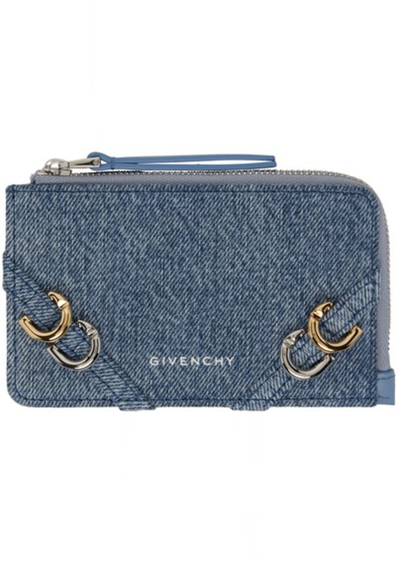 Givenchy Blue Voyou Zipped Denim Card Holder