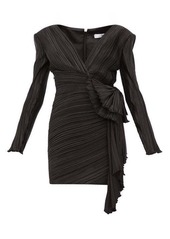 Givenchy Bow-embellished plissé-satin mini dress