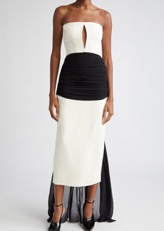 Givenchy Colorblock Strapless Keyhole Gown with Train