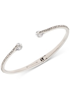 Givenchy Crystal & Pave Hinged Bangle Bracelet - Silver