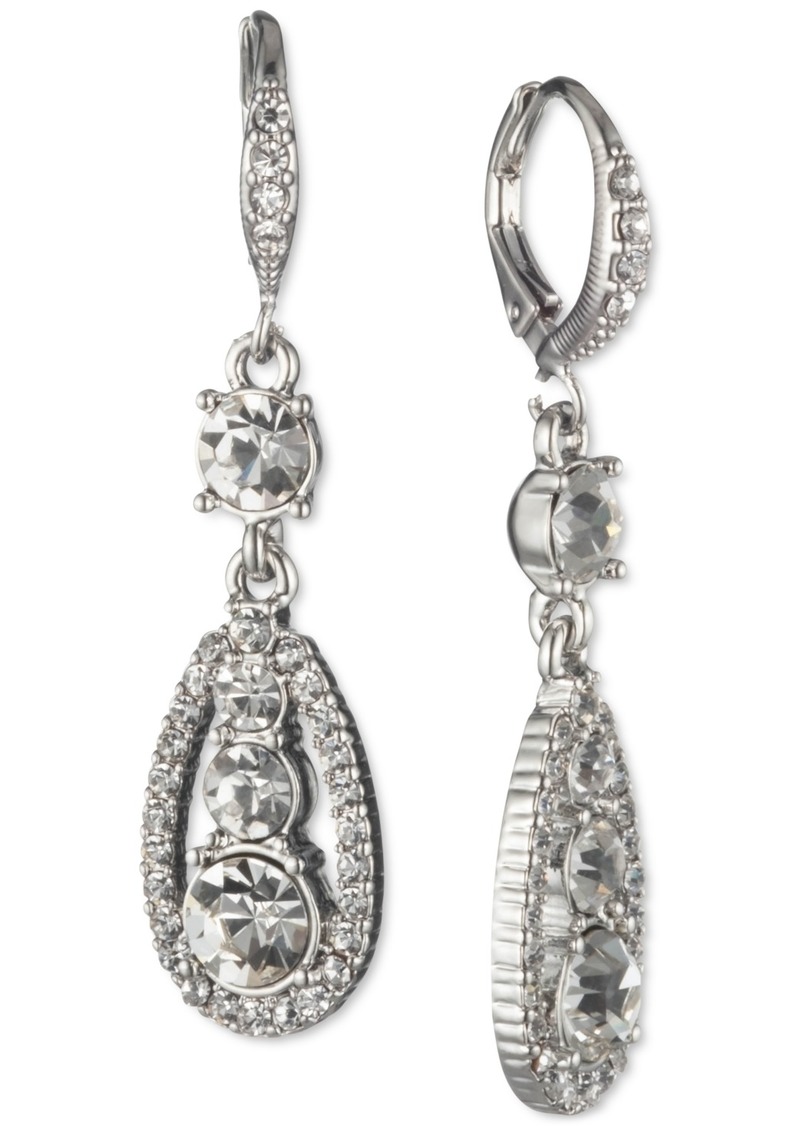 Givenchy Crystal Double Drop Earrings - Silver