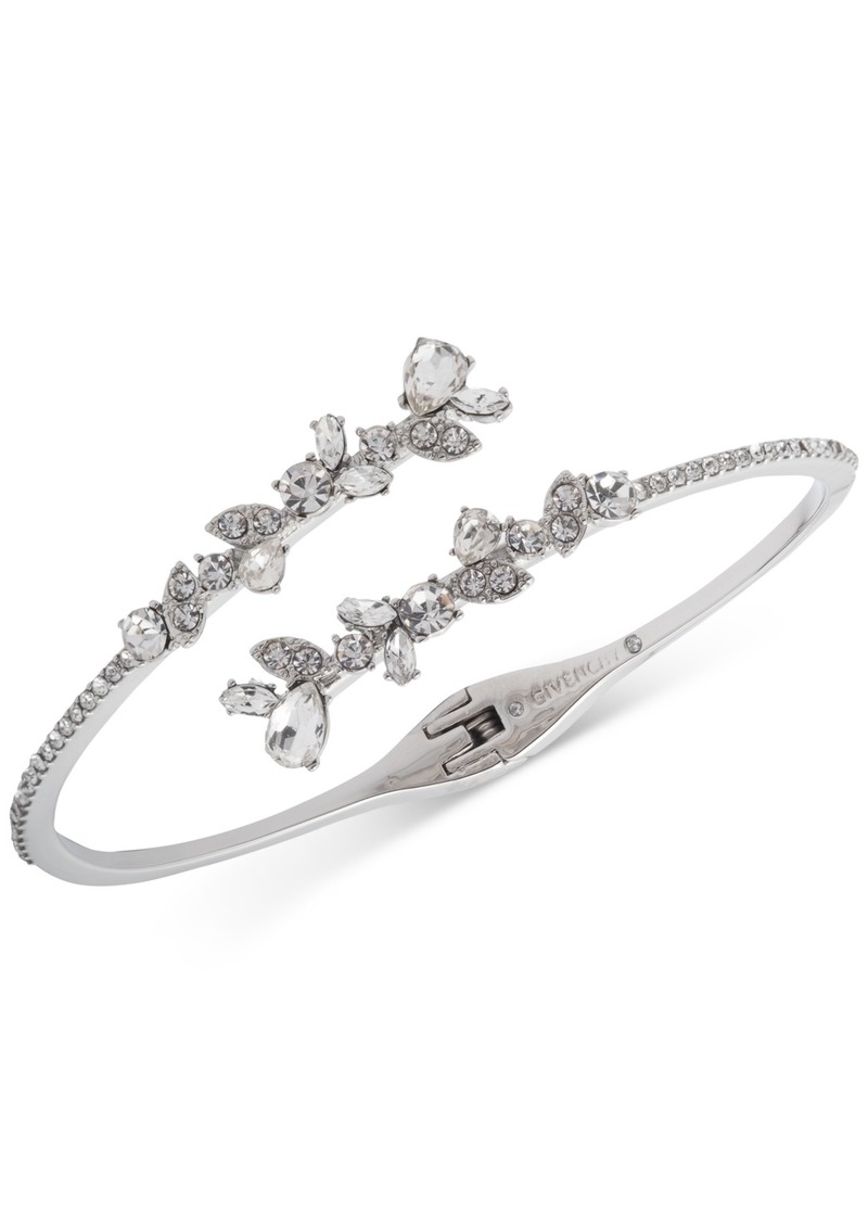 Givenchy Crystal Floral Bypass Cuff Bracelet - Silver