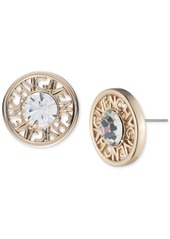 Givenchy Crystal Logo-Frame Coin Stud Earrings - Gray