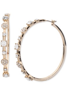 "Givenchy Crystal Pave Medium Hoop Earrings, 1.7"" - Gold"