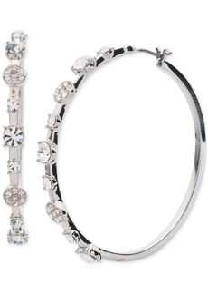"Givenchy Crystal Pave Medium Hoop Earrings, 1.7"" - White"