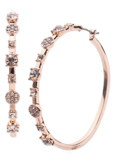 "Givenchy Crystal Pave Medium Hoop Earrings, 1.7"" - Dark Pink"