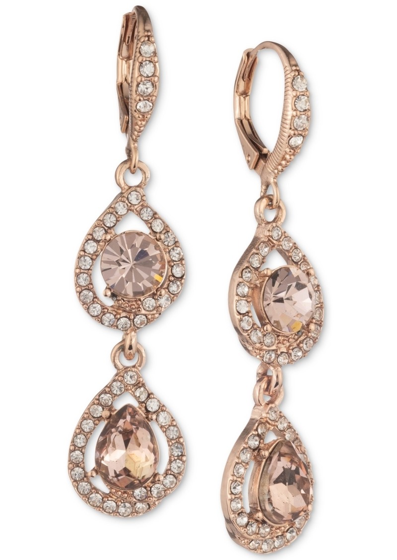 Givenchy Crystal Pear-Shape Double Drop Earrings - Pink