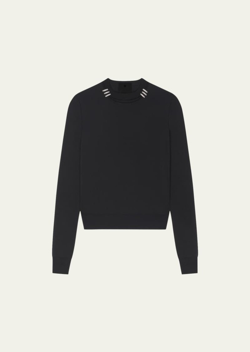 Givenchy Cutout Cotton Sweater with Crystal Rings