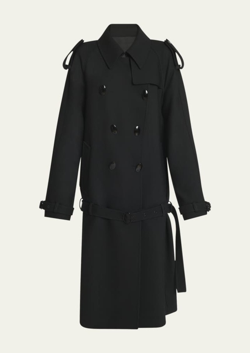 Givenchy Double-Breasted Volume Belted Wool Trench Coat