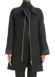 Givenchy Double Face Wool Blend Belted Zip Coat