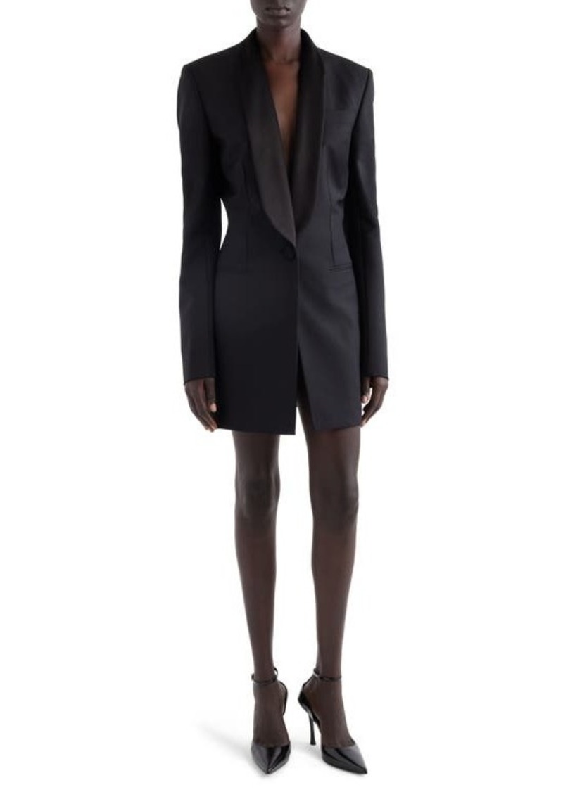 Givenchy Drape Tux Wool & Mohair Long Sleeve Blazer Minidress