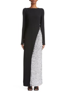 Givenchy Embellished Long Sleeve Evening Gown