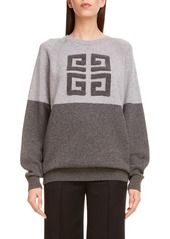 Givenchy Embossed Logo Bicolor Cashmere Sweater in Grey at Nordstrom