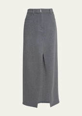 Givenchy Felted Wool Midi Skirt with Front Slit