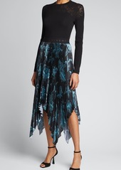Givenchy Floral Pleated Midi Skirt
