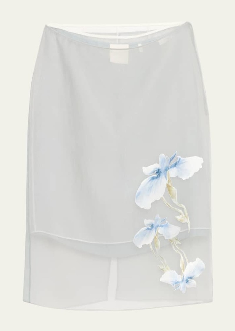 Givenchy Floral Print Chiffon Overlay Skirt