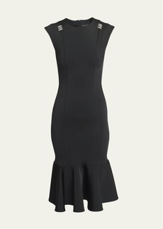 Givenchy Flounce Midi Dress with Embellished Shoulder Detail