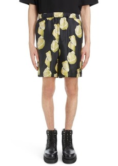 Givenchy Formal Lemon Print Elastic Waist Silk Shorts
