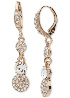 Givenchy Gold-Tone Crystal Pave Double Drop Earrings - White